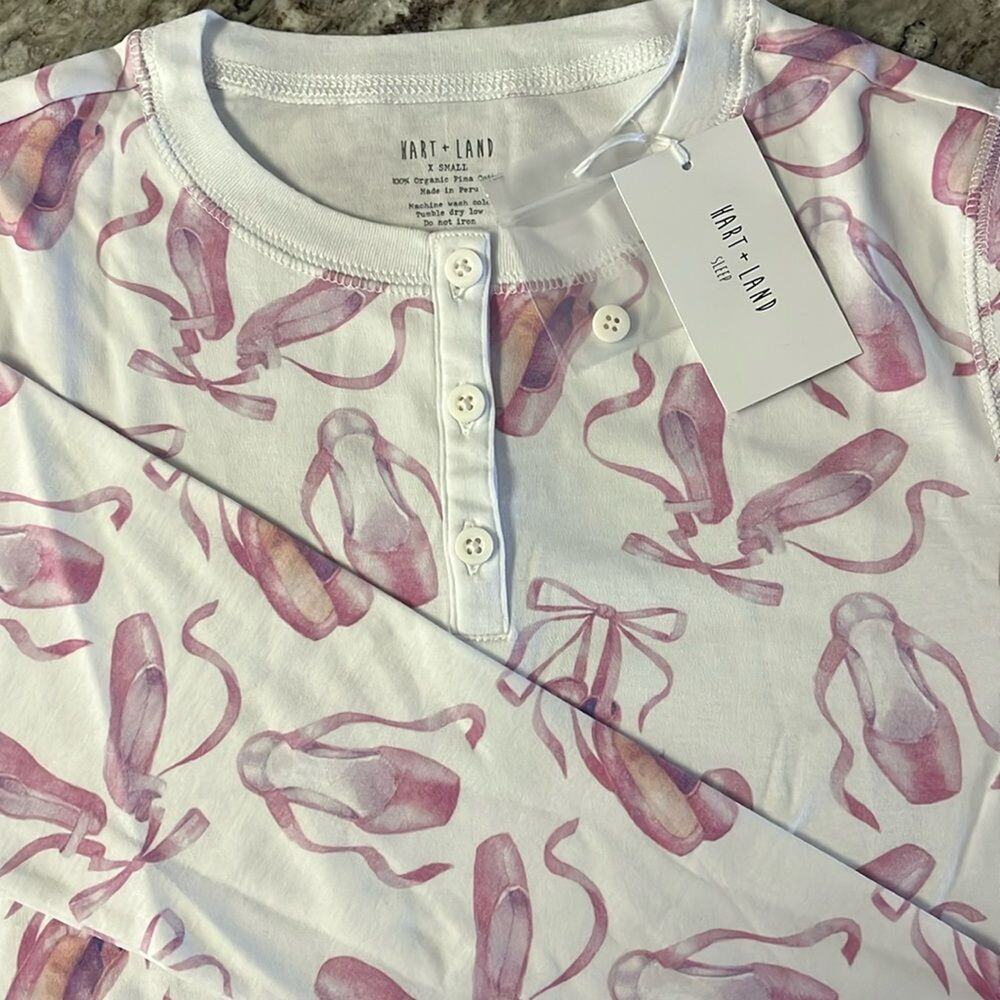 Hart+Land Balerina Patterned Organic Pima Cotton Women’s Pajama Set Size XS